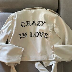 Worn once 12th tribe leather “Crazy in love” jacket